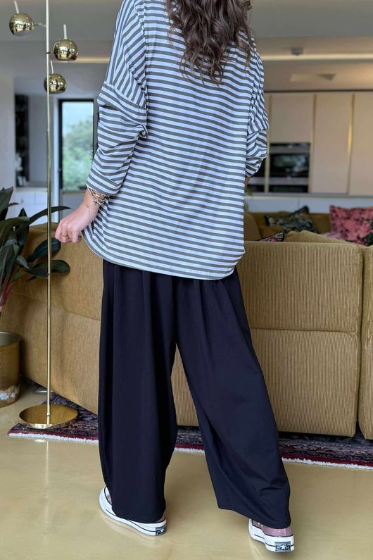 Made in Italy Perfect Breton V Long Sleeve Top Khaki - **